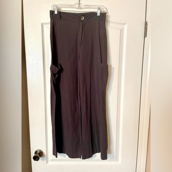 Urban Outfitters Wide Leg High-Waist Pants Large Side Pocket Size 2 Brown Boho - Picture 1 of 7